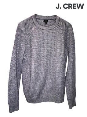 J. CREW Men's Waffle Crewneck Cashemere Sweater in Charcoal - M